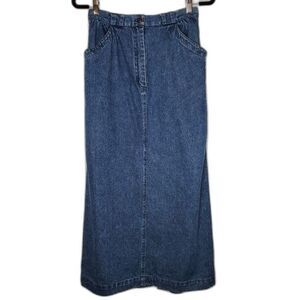 VINTAGE Medium Wash Western Maxi Pocket Denim Skirt